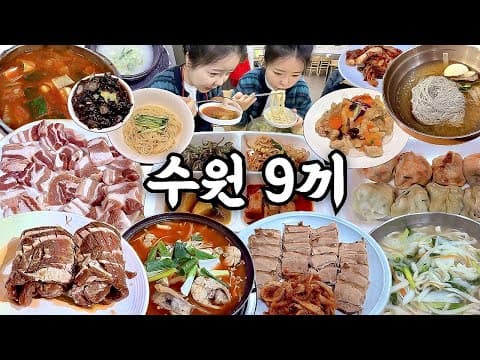수원 여행 먹방 브이로그 | 진짜 수원 맛집 9곳 먹어보기🐖 돼지갈비 수육백반 간짜장 동태찌개 칼국수 김치찌개 삼겹살 만두 탕수육 냉면