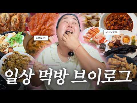 먹방 브이로그🩷 코스트코 연어, 별양집 곱창, 쭈꾸미볶음, 보노보노 뷔페, 도쿄 사이카보 스키야키