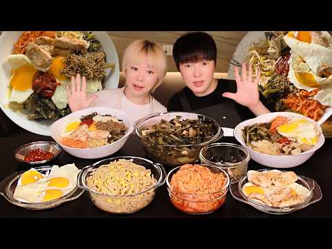 사정없이 비벼 먹는 시레기 비빔밥 먹방 브이로그 💗 계란후라이 듬뿍 넣고 무생채와 멸치볶음 닭가슴살까지 ㅎㅎ