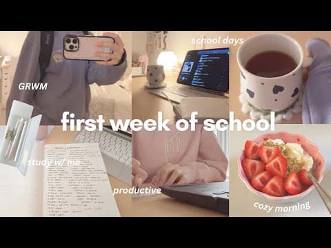 GRWM: first week of school 🗒️🎀 *realistic* morning routine, productive, study vlog, school days