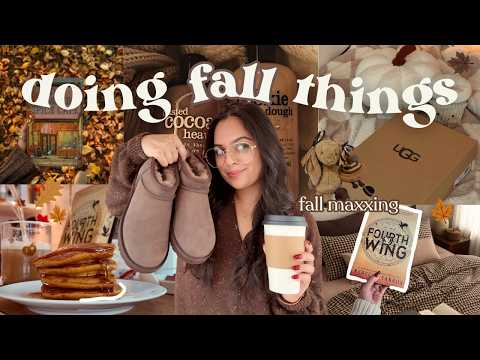 fall maxxing vlog! 🍂🥞☕️🍁 pumpkin pancakes, fourth wing, new UGGs, fall nails